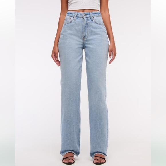 NWT Abercrombie and Fitch Curve Love High Rise Loose Jeans Size 34 Long - Picture 13 of 15